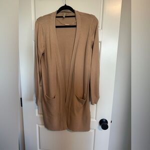 Soya Concept Tan/Rose Knit Cardigan Sweater Long Sleeve